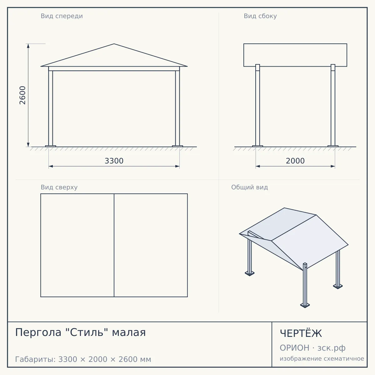 Пергола "Стиль" малая — чертёж
